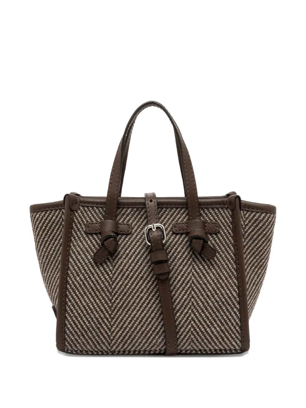 Gianni Chiarini Miss Marcella Herringbone-pattern Tote Bag In Brown