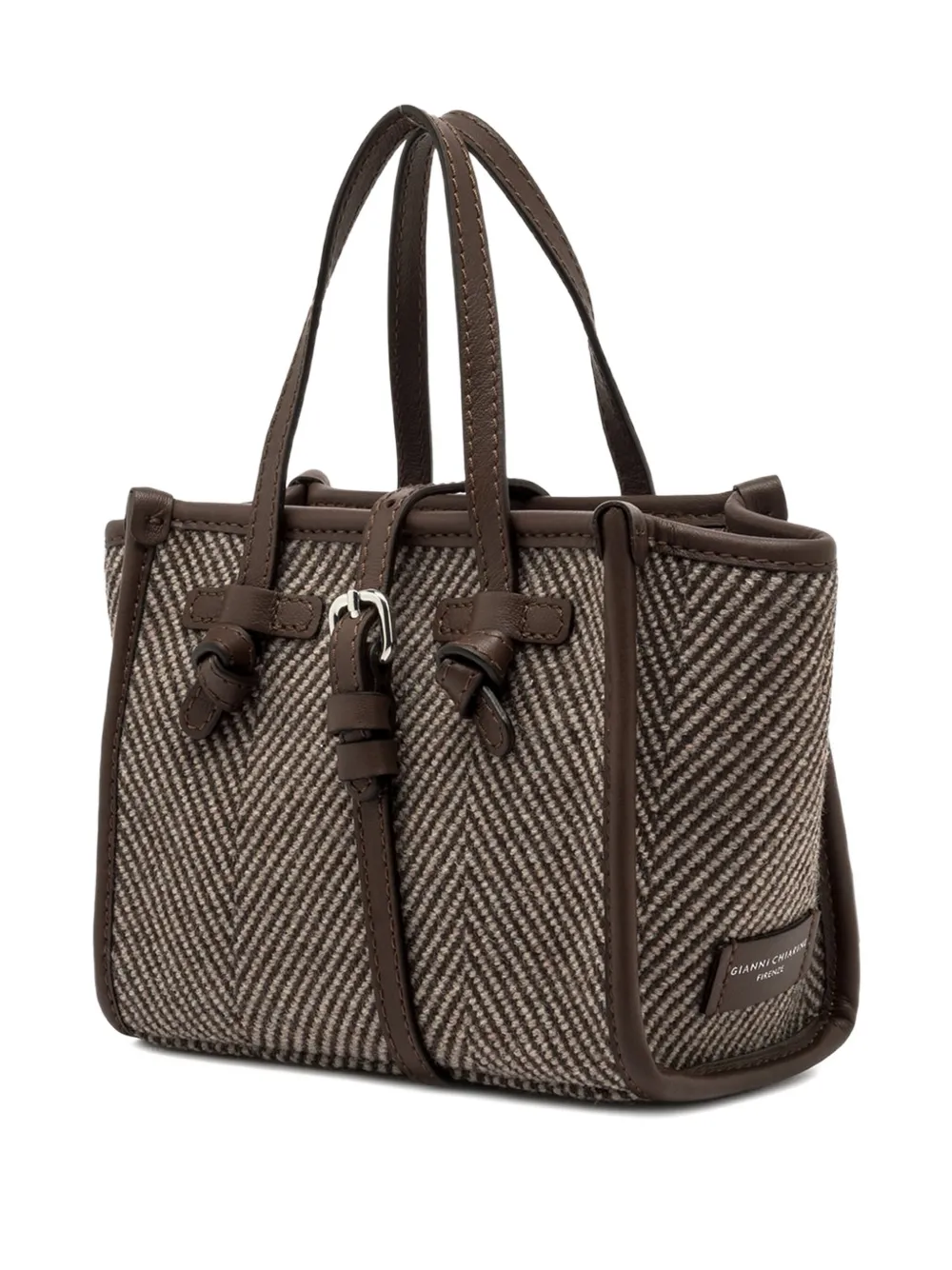 Gianni Chiarini Miss Marcella Herringbone-pattern Tote Bag In Brown