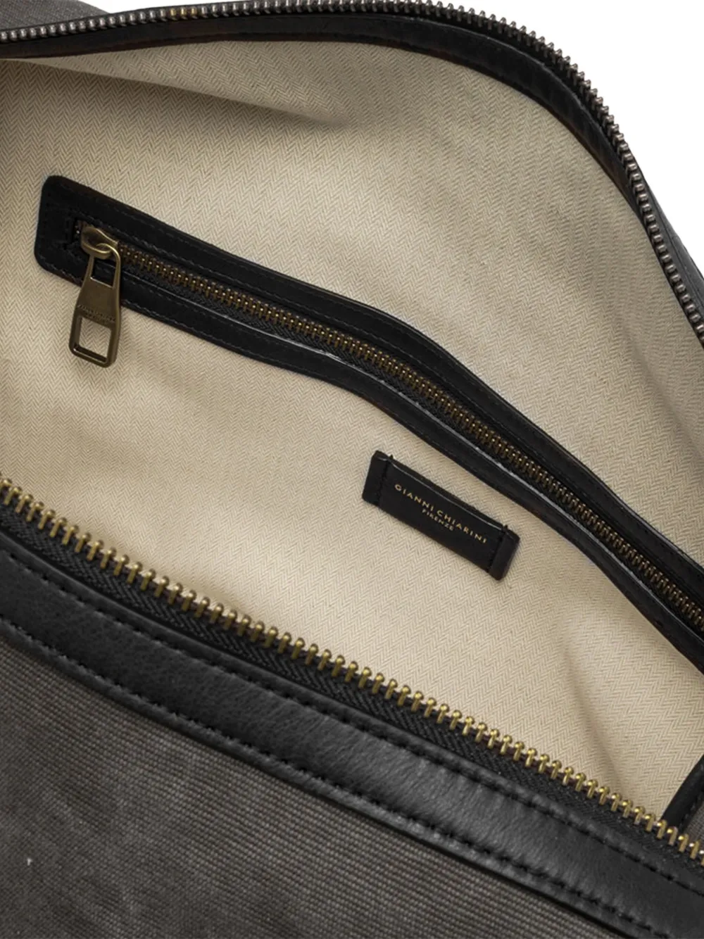 GIANNI CHIARINI Berlin canvas duffeltas met leren afwerking Grijs