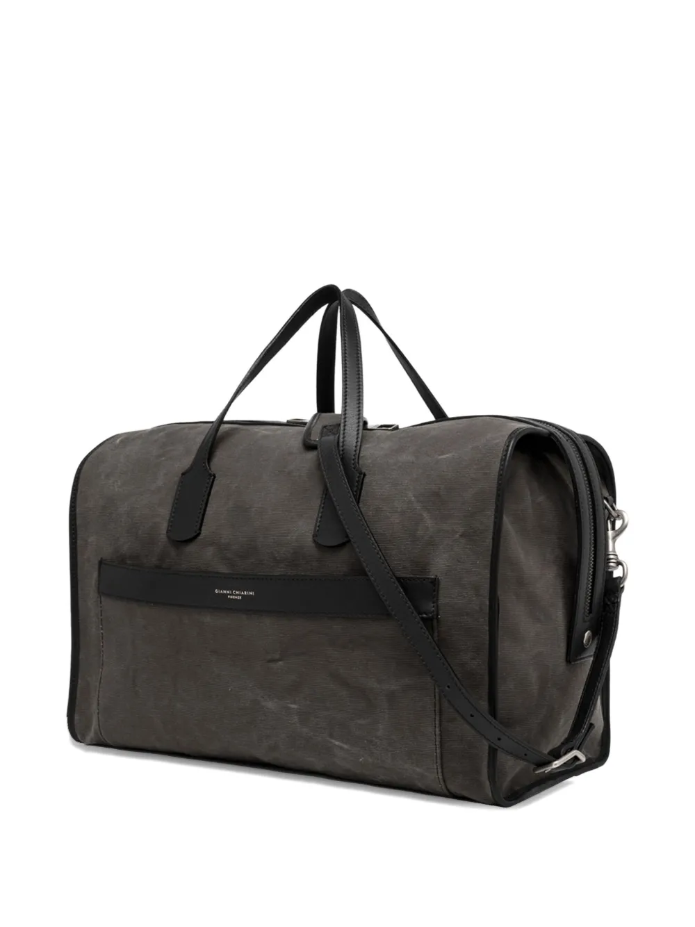 GIANNI CHIARINI Berlin canvas duffeltas met leren afwerking Grijs