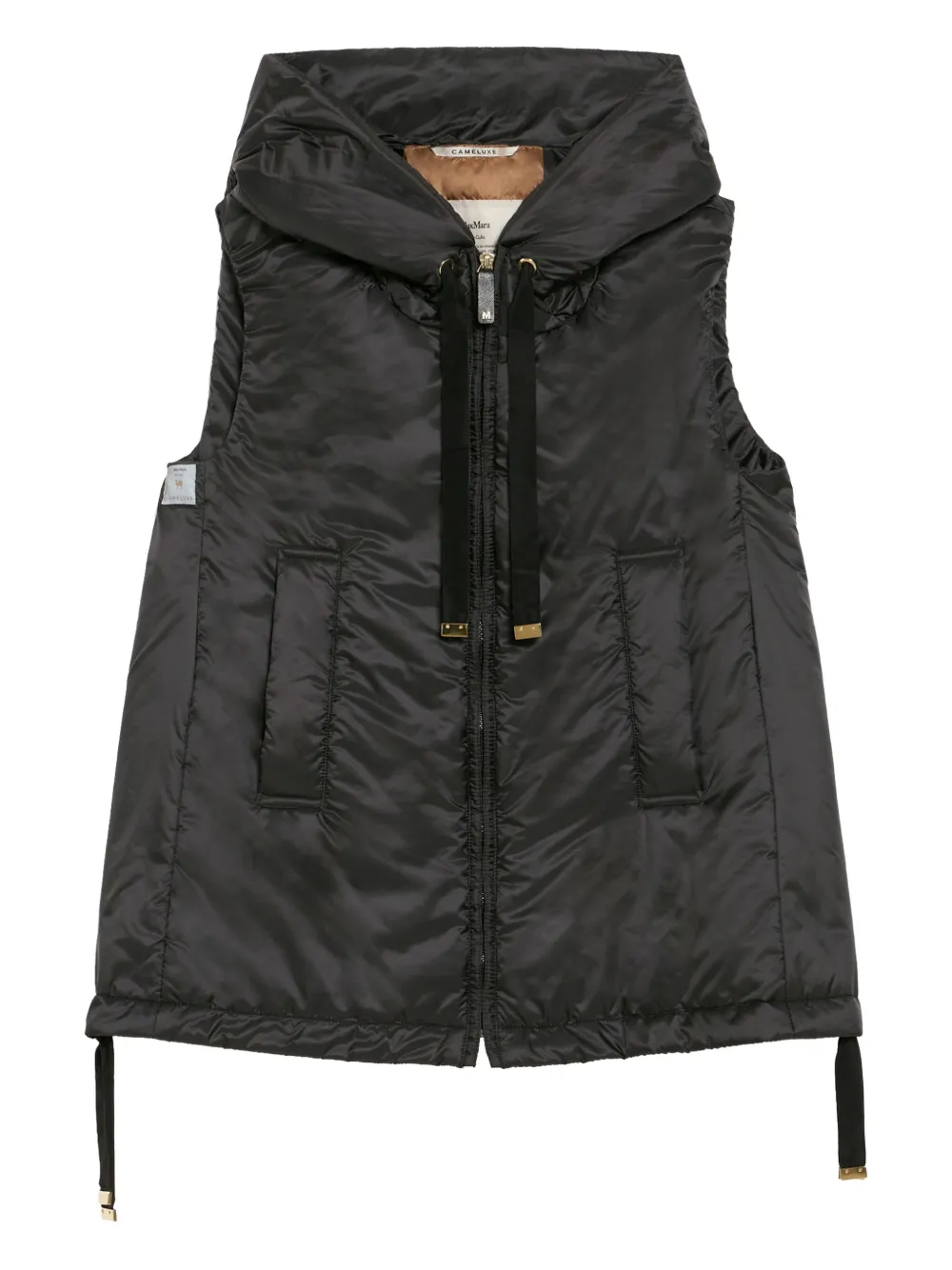 Max Mara hooded quilted gilet Zwart