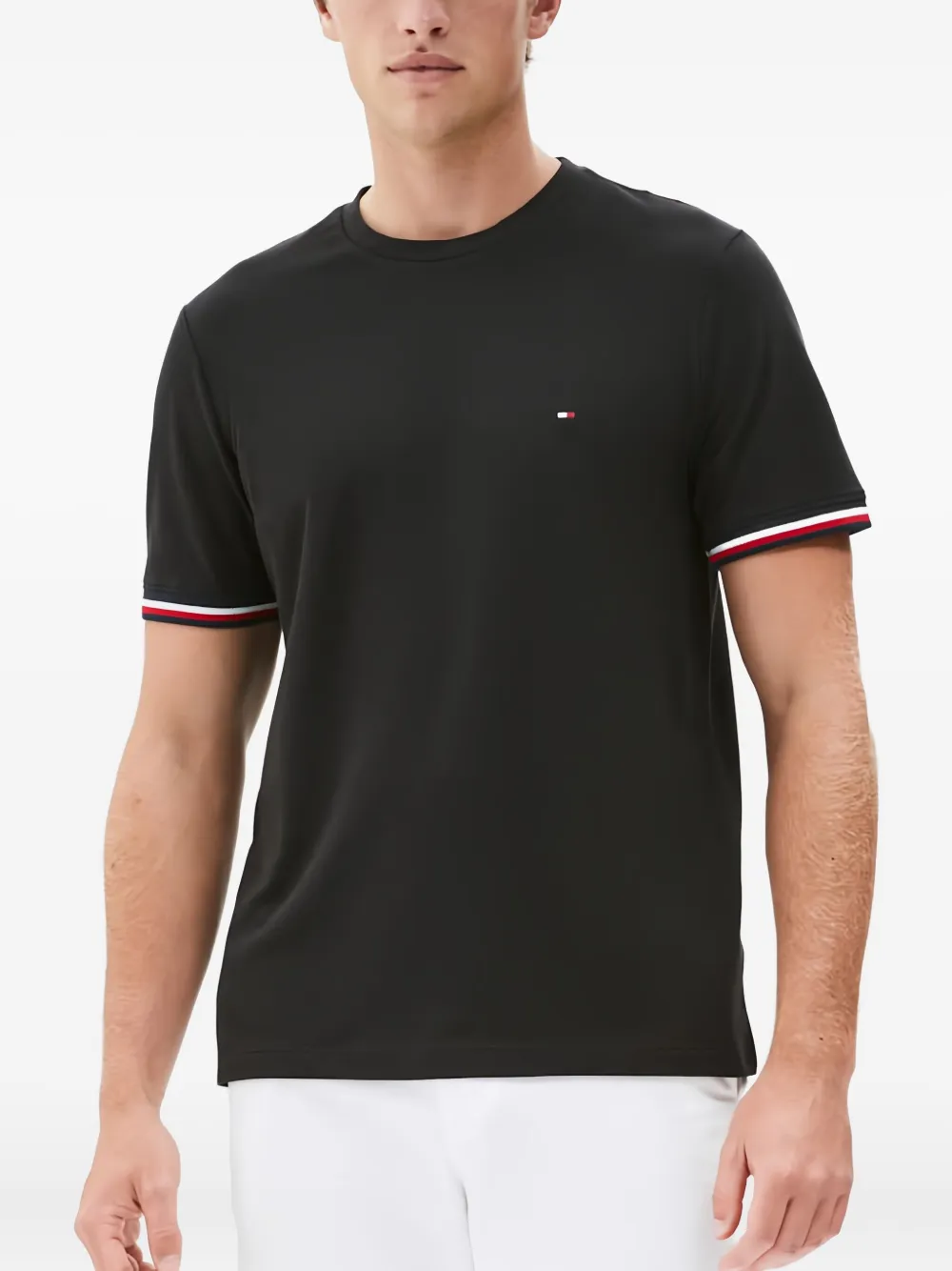 tipped-sleeve cotton T-shirt