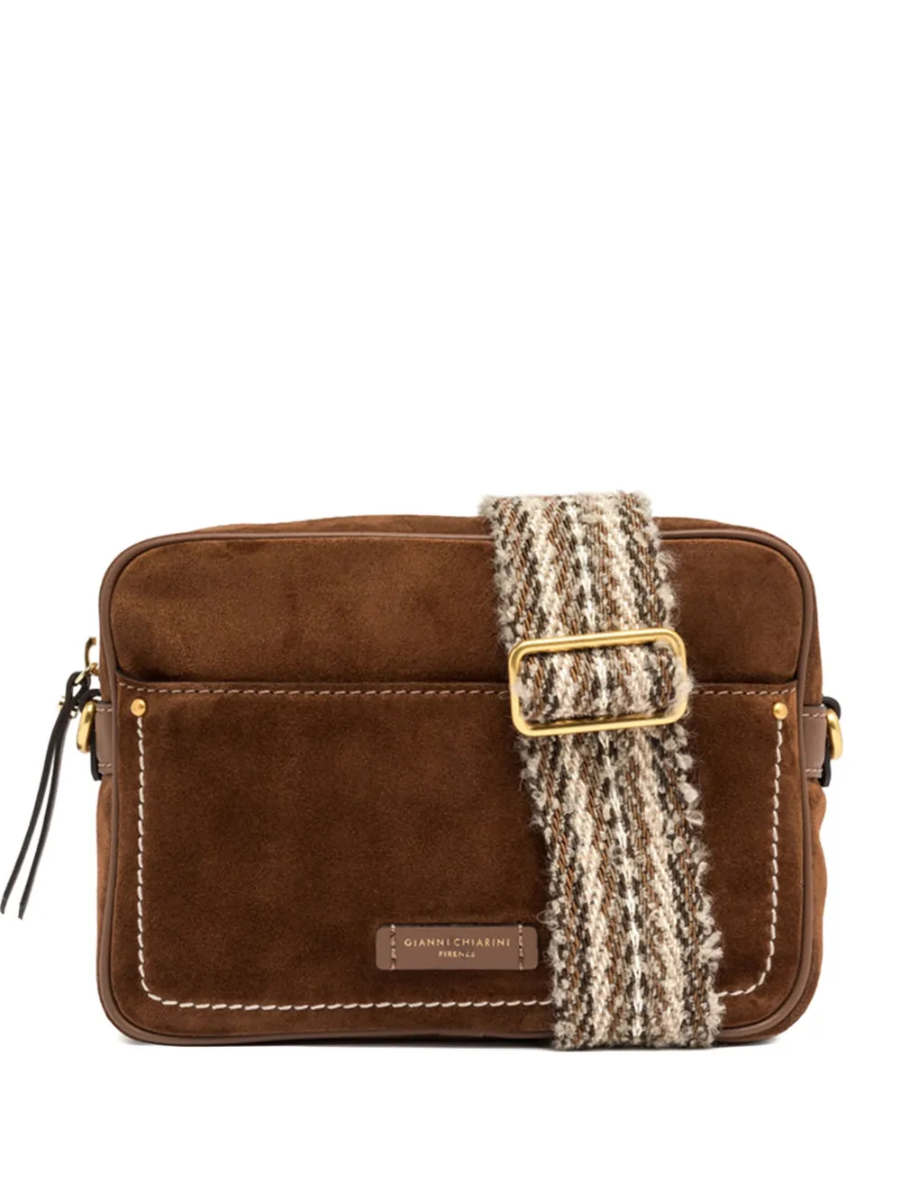 GIANNI CHIARINI Nina suede cross body bag Bruin