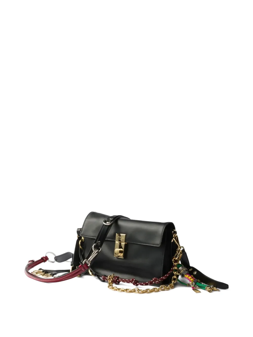 Prada Soft Sound schoudertas met kettingdetail Zwart