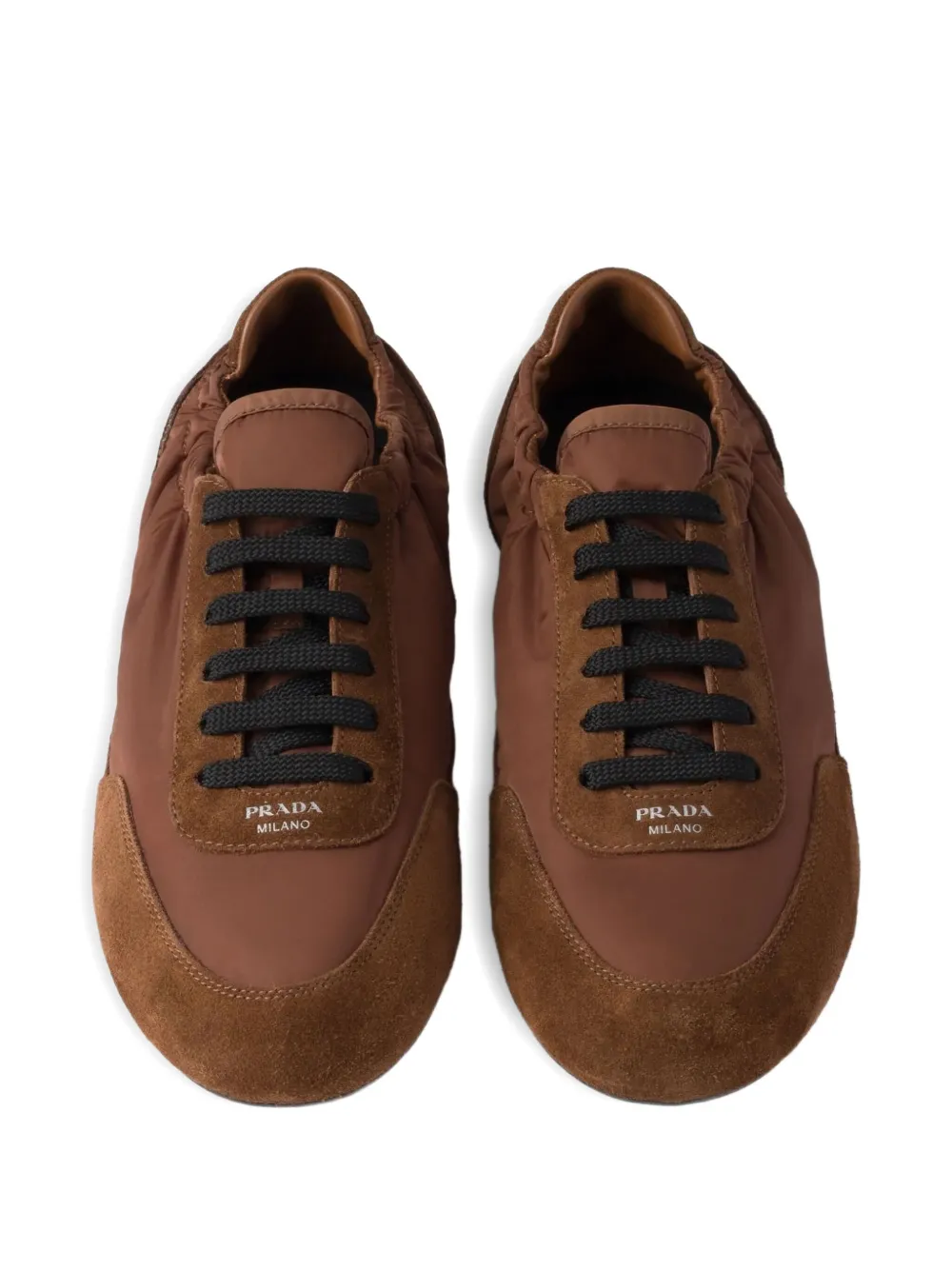 Prada Collapse sneakers met suède vlak Bruin