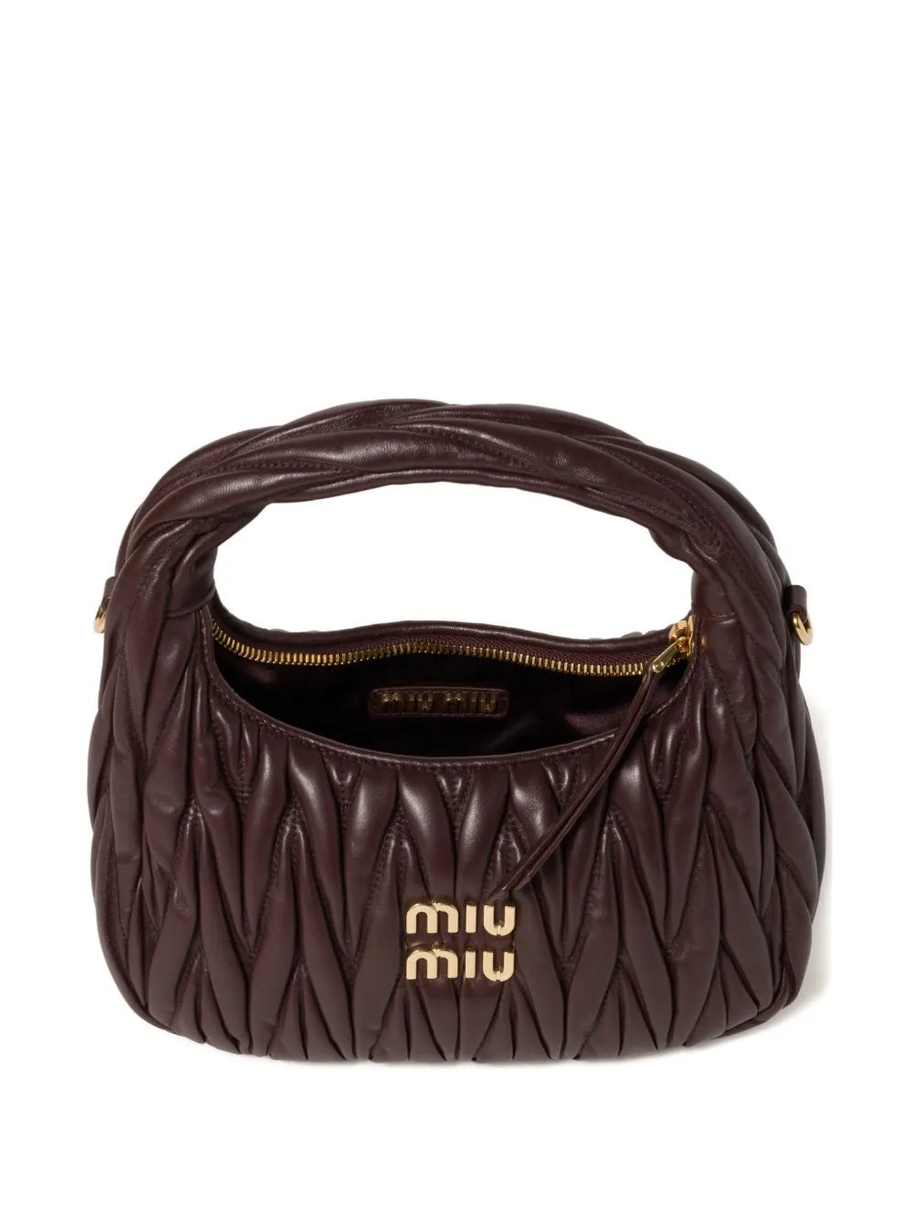 Miu Wander matelassé leather cross body bag Bruin
