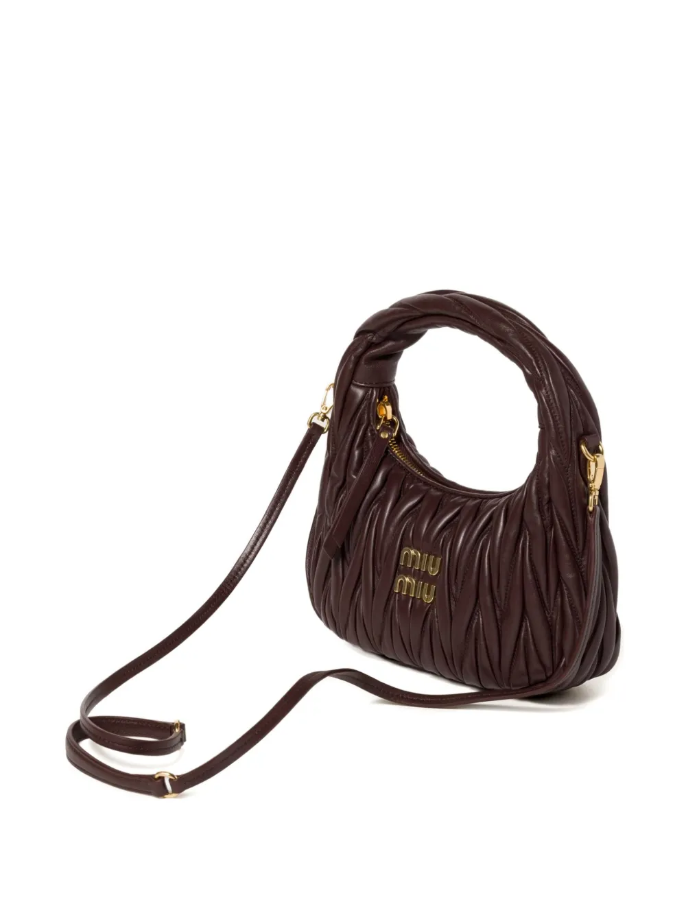 Miu Wander matelassé leather cross body bag Bruin