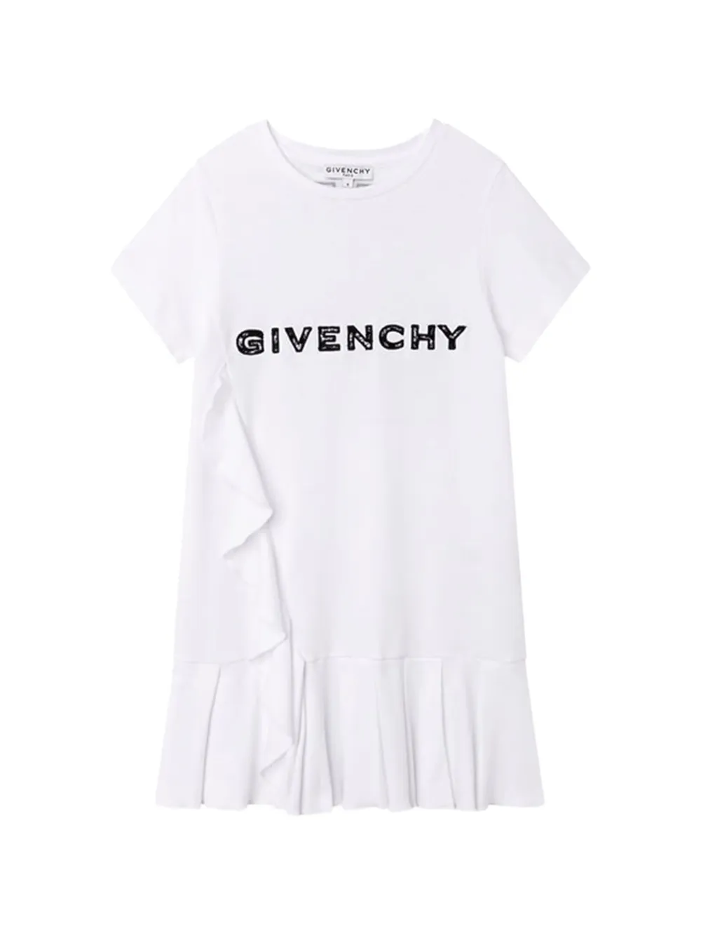 Givenchy Kids logo-print ruffled dress - Bianco