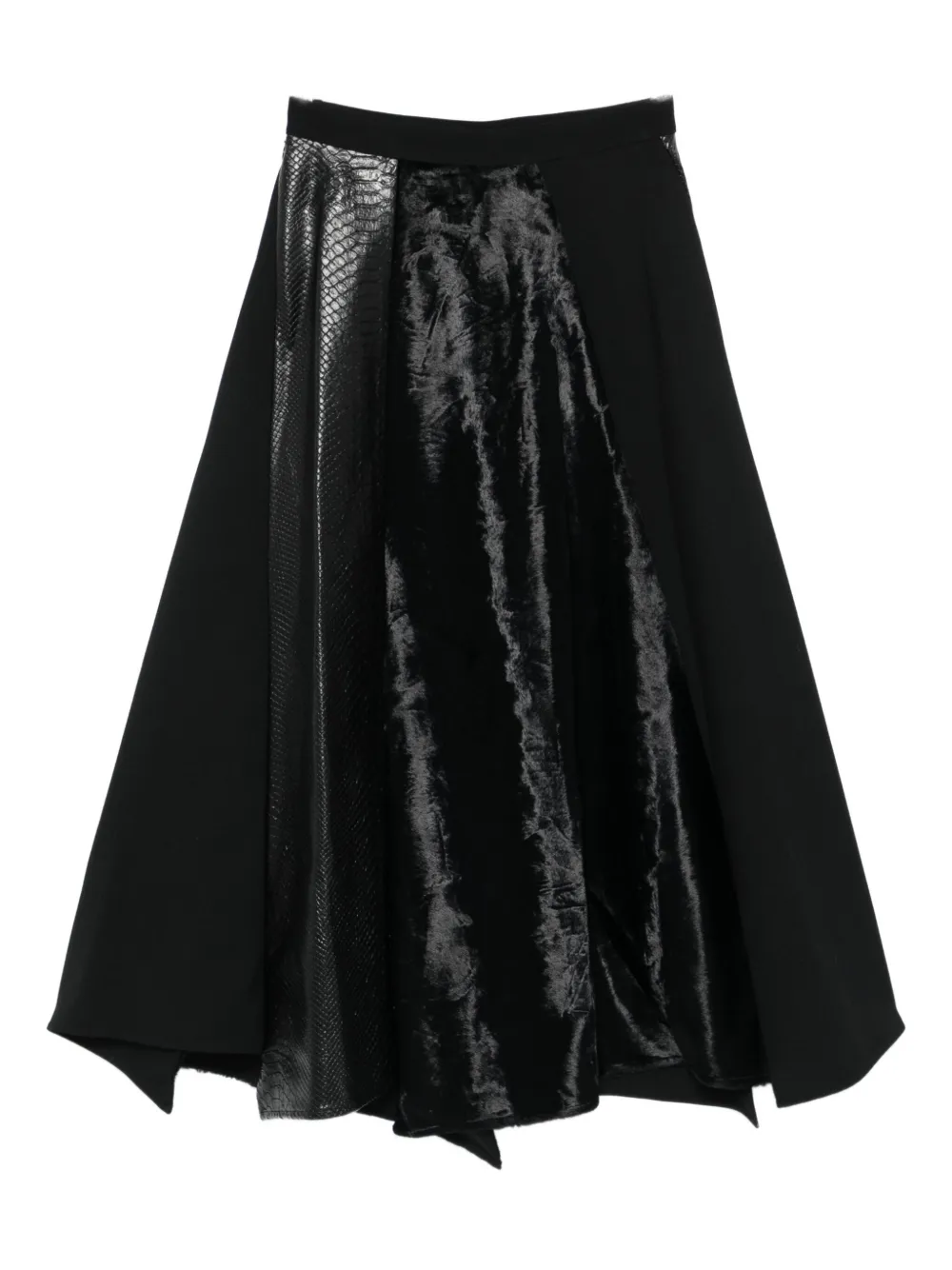 Junya Watanabe Rok met fluwelen vlak en slangen-effect - Zwart