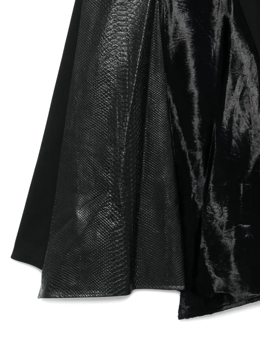Junya Watanabe Snakeskin-velvet Panel Skirt In Black