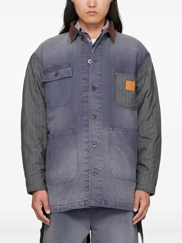 KHOKI quilted-panel corduroy-collar Jacket | Blue | FARFETCH CA