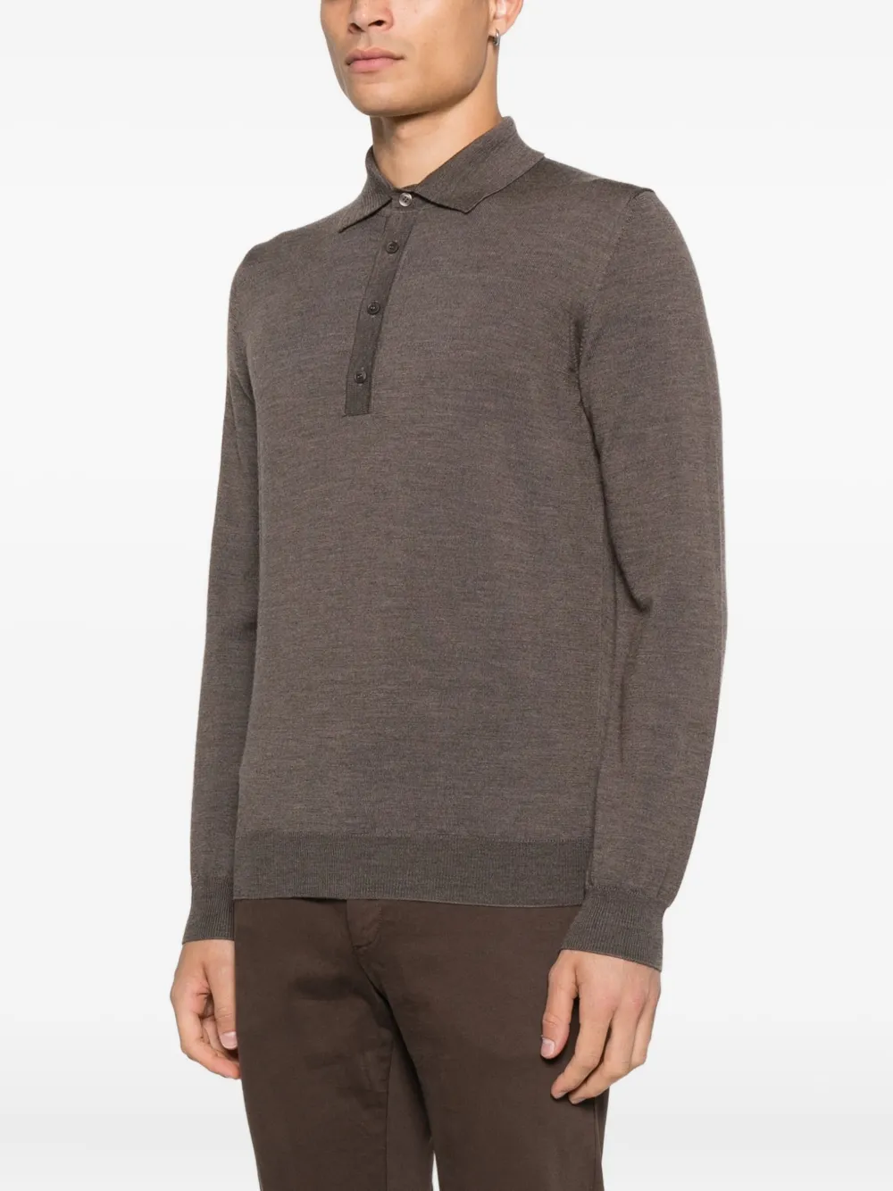 Kangra Poloshirt met knopen Bruin