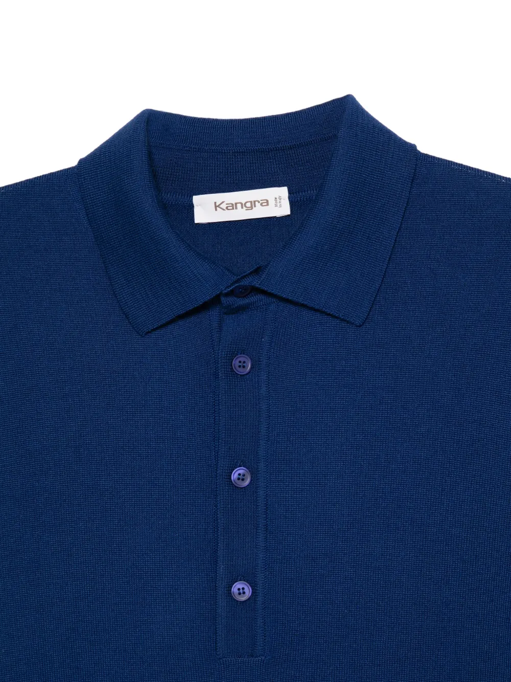 Kangra Fijngebreid poloshirt Blauw