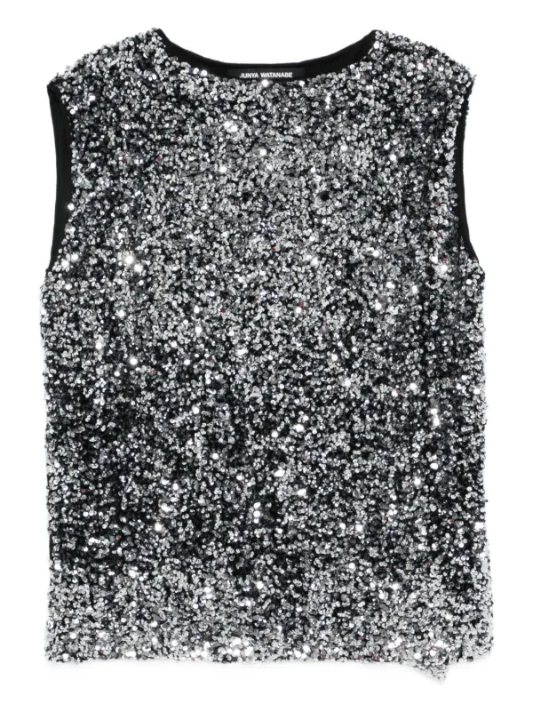 Junya Watanabe Sequinned Sleeveless Top in Black