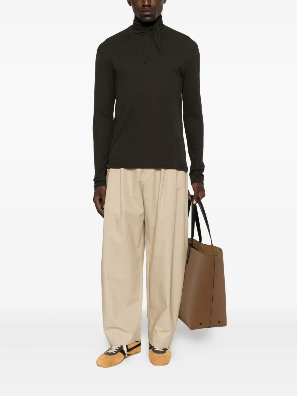 LEMAIRE funnel-neck long-sleeve sweater - Groen