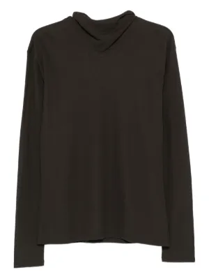 【LEMAIRE】リブロングスリーブTシャツ ブラック Lemaire: Women's Rib Long Sleeve T-Shirt (Charcoal) | DSML E