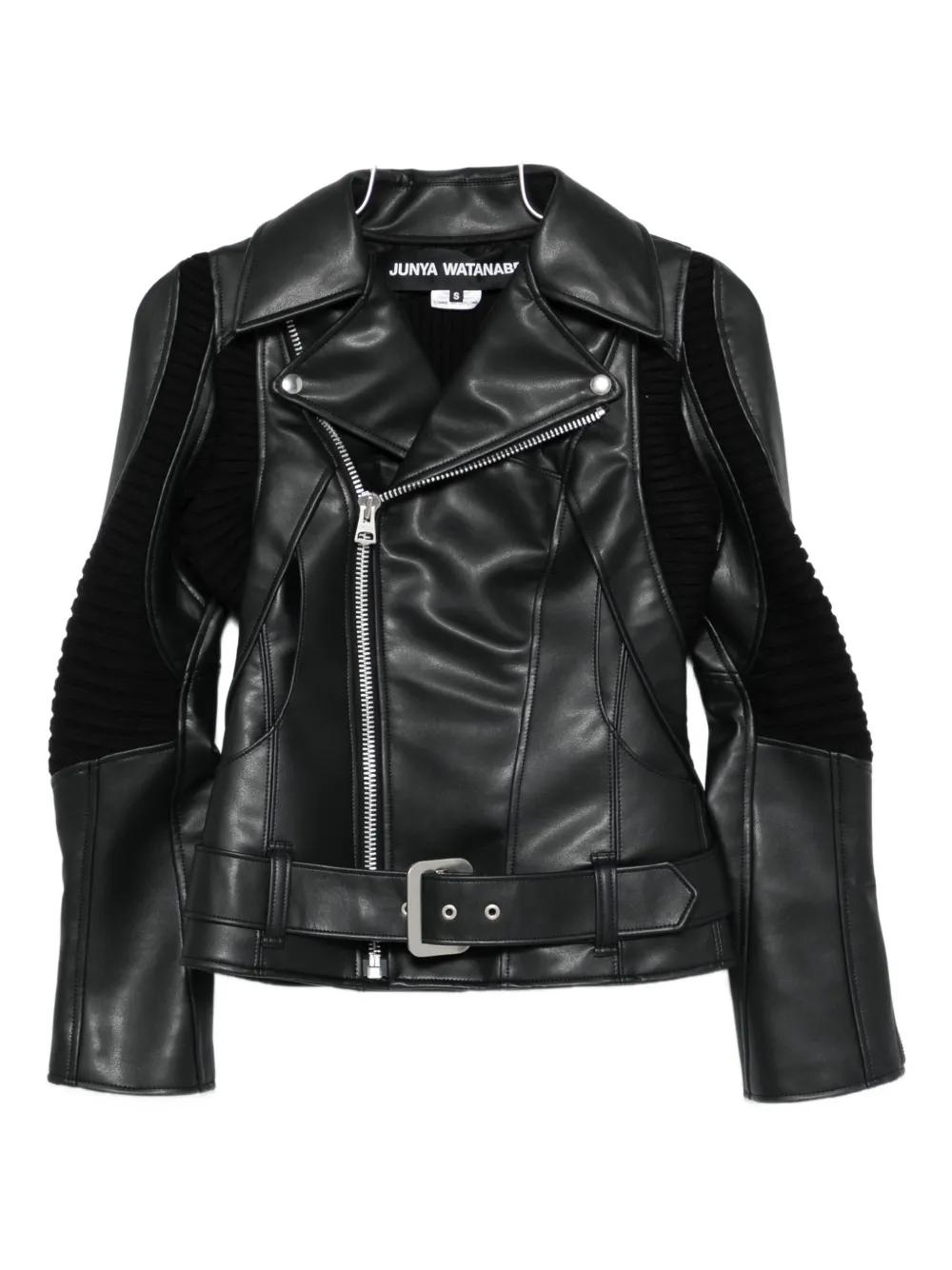 Junya Watanabe ribbed-panel faux-leather jacket | Black | Image 1