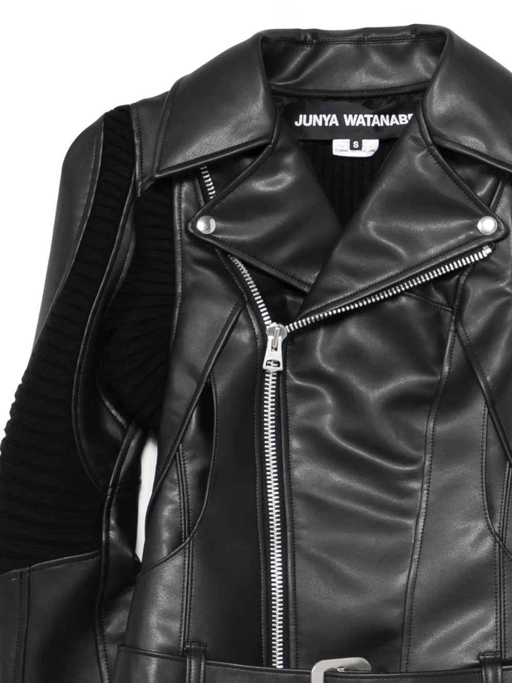 Junya Watanabe Jack van imitatieleer met geribbeld vlak Zwart