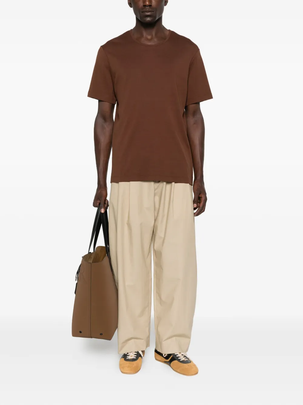 LEMAIRE round-neck cotton T-shirt - Bruin