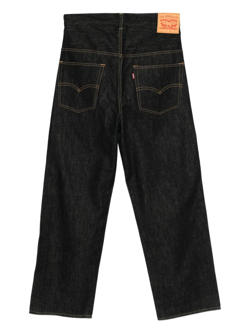 Junya Watanabe MAN gold-stitched straight-leg trousers - Blauw