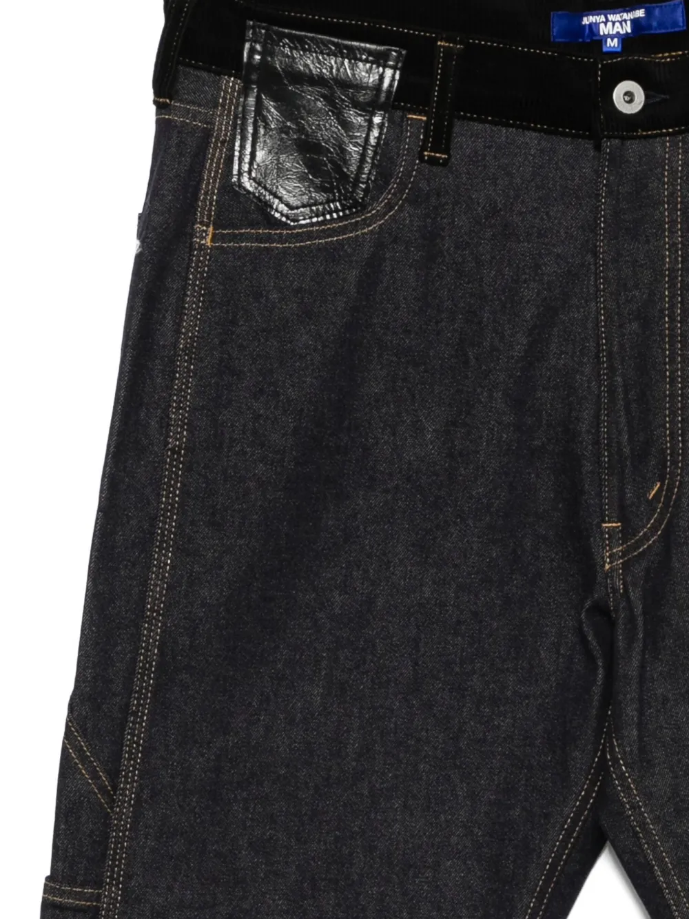 ハニョ Junya Watanabe MAN leather-patch Jeans | Black | FARFETCH