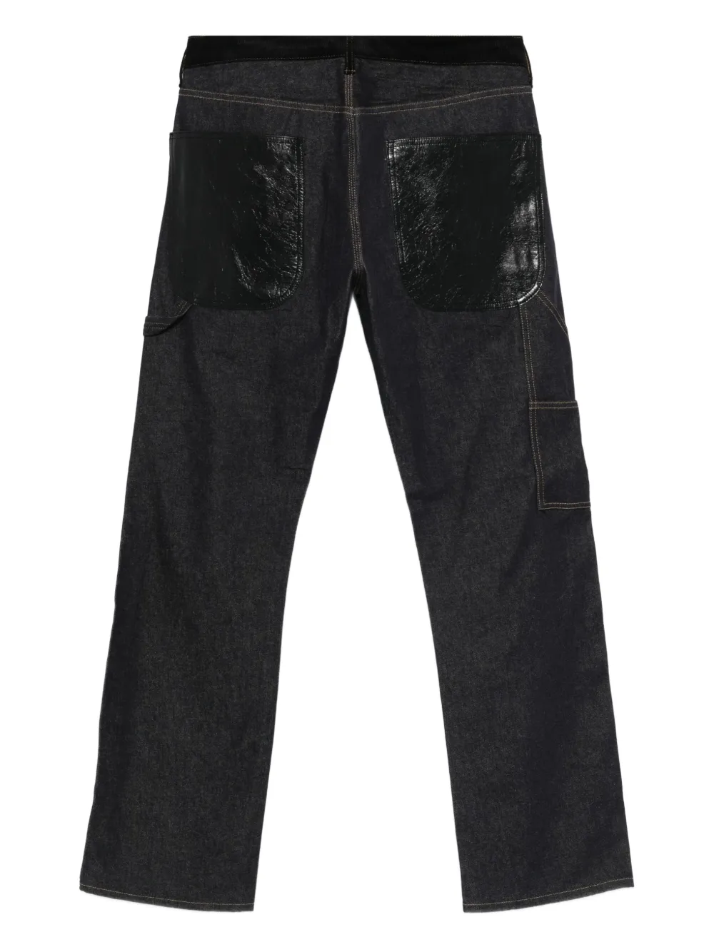 Junya Watanabe MAN leather-patch jeans - Zwart