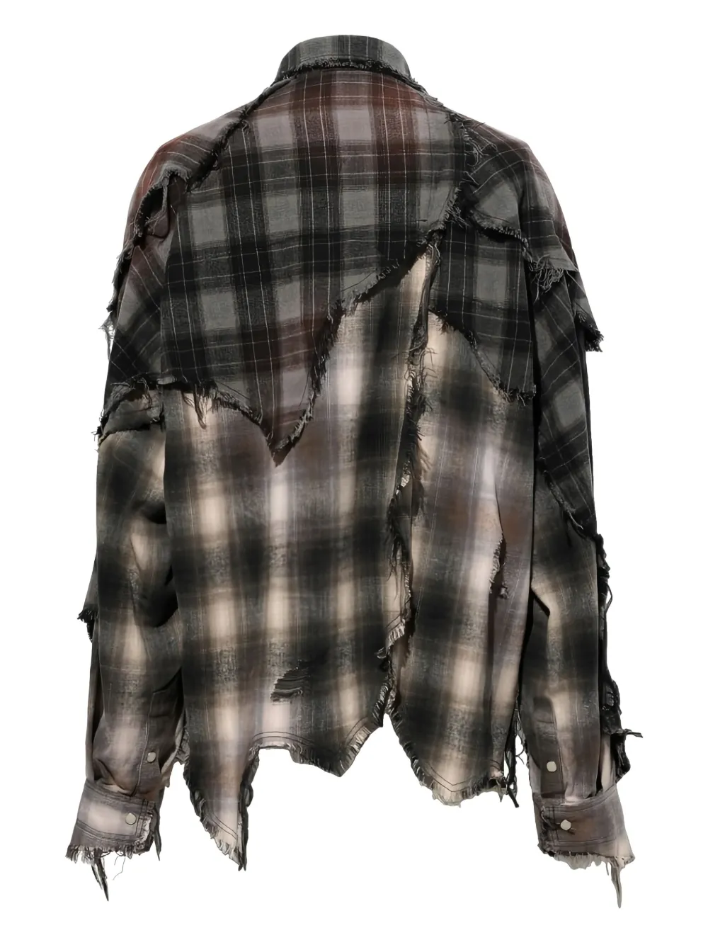 KHOKI patchwork frayed shirt | Grey | Image 1
