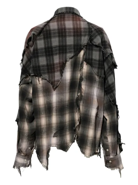 KHOKI patchwork frayed shirt