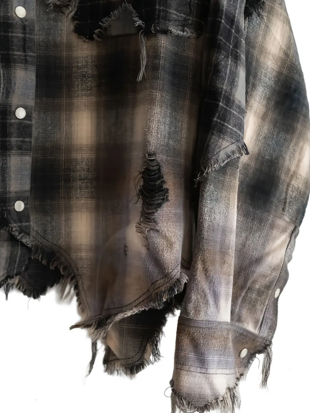 Khoki Patchwork Frayed Shirt In Multi