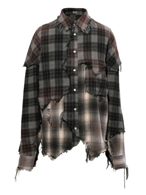 KHOKI patchwork frayed shirt