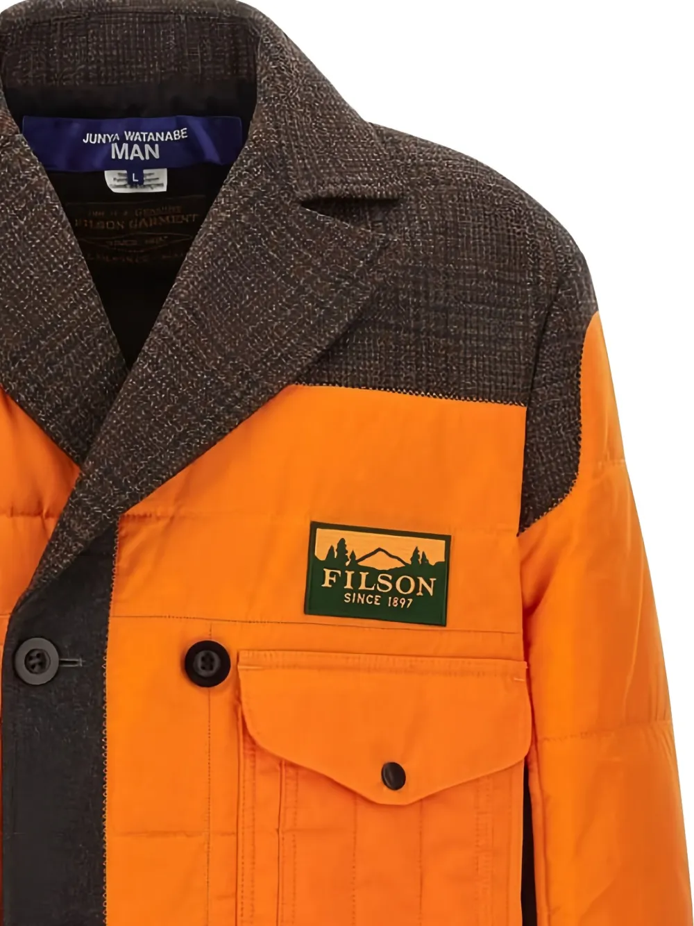 Junya Watanabe Filson Collaboration Patchwork Design Coat In Orange