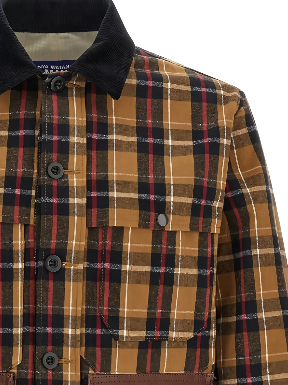 Junya Watanabe MAN x Filson geruit jack met ribfluwelen kraag Bruin