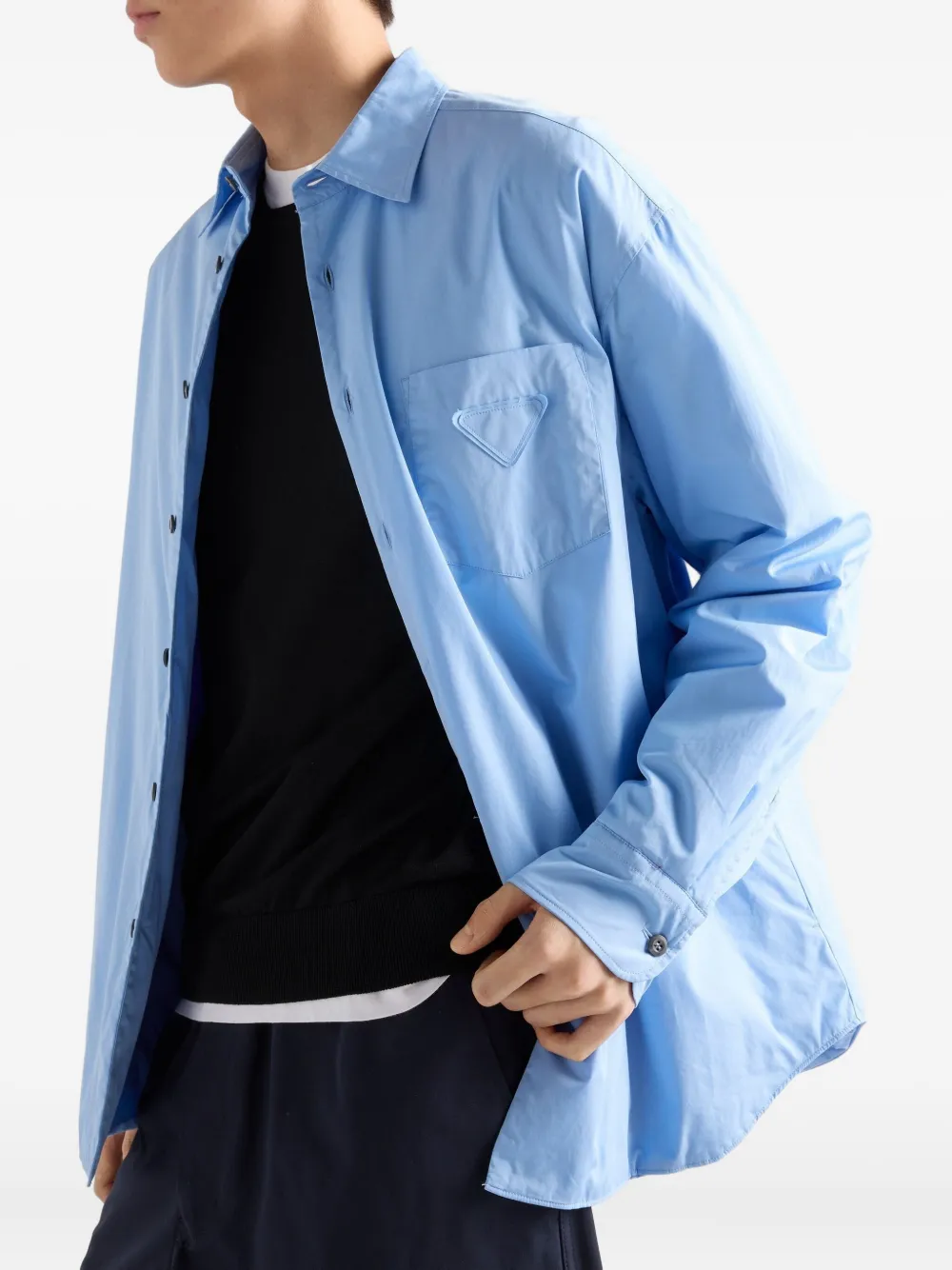 Prada Katoenen overhemd met Triangle-logo Blauw