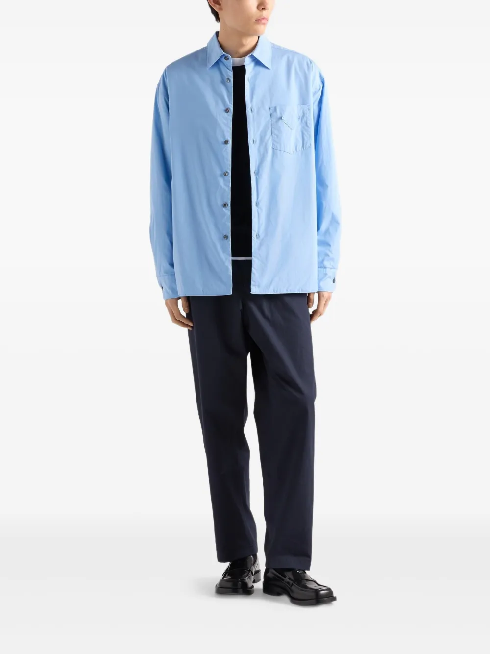 Prada Katoenen overhemd met Triangle-logo Blauw