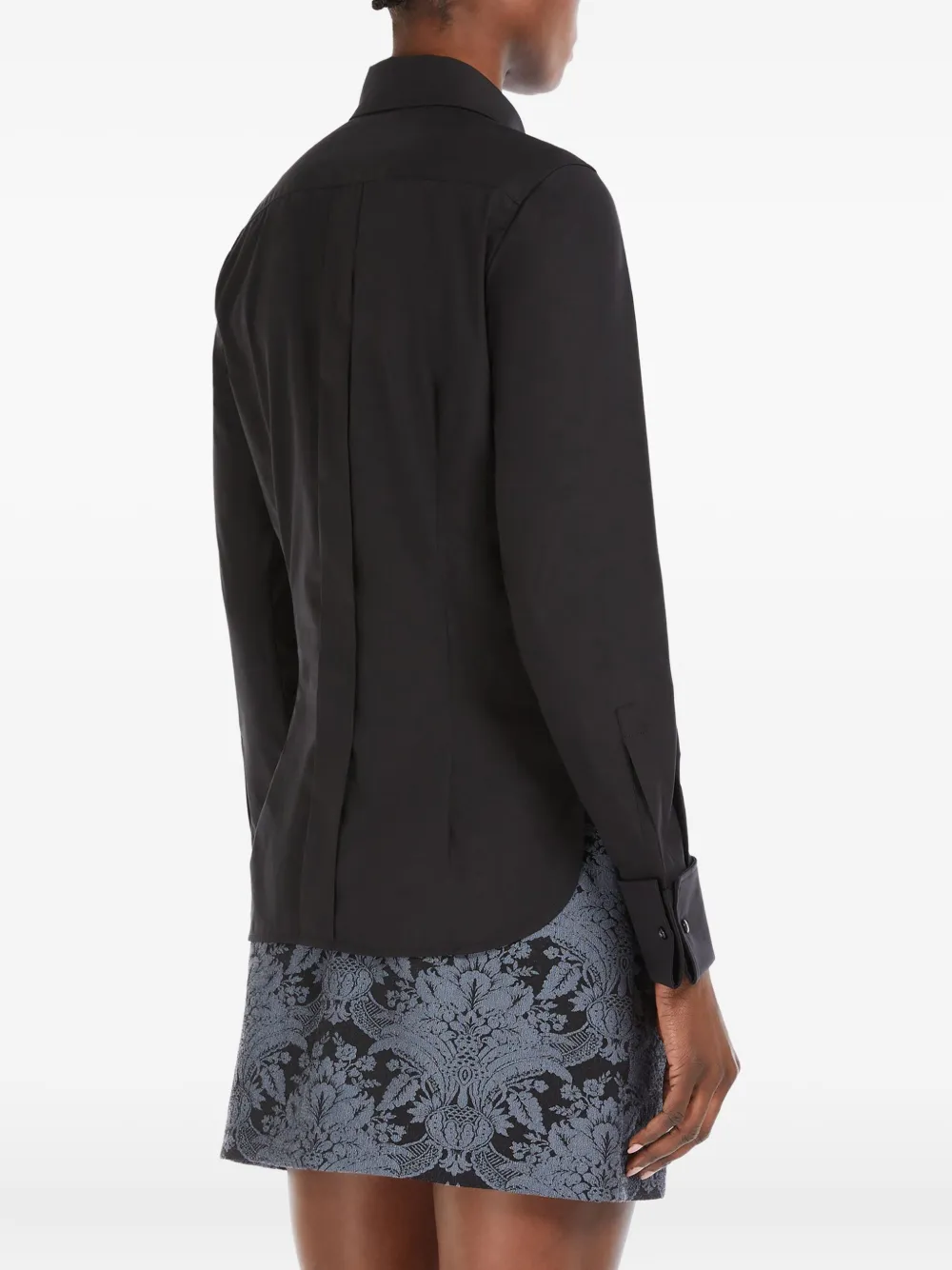 Max Mara classic-collar double-cuff shirt Zwart