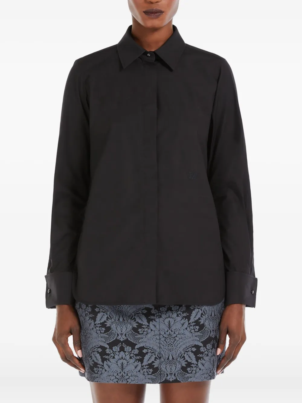 Max Mara classic-collar double-cuff shirt Zwart