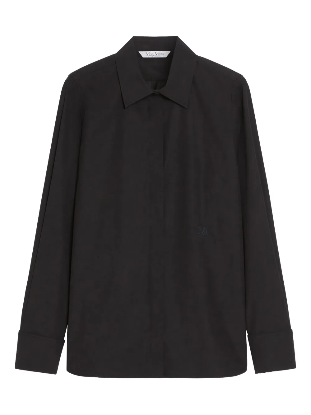 Max Mara classic-collar double-cuff shirt Zwart