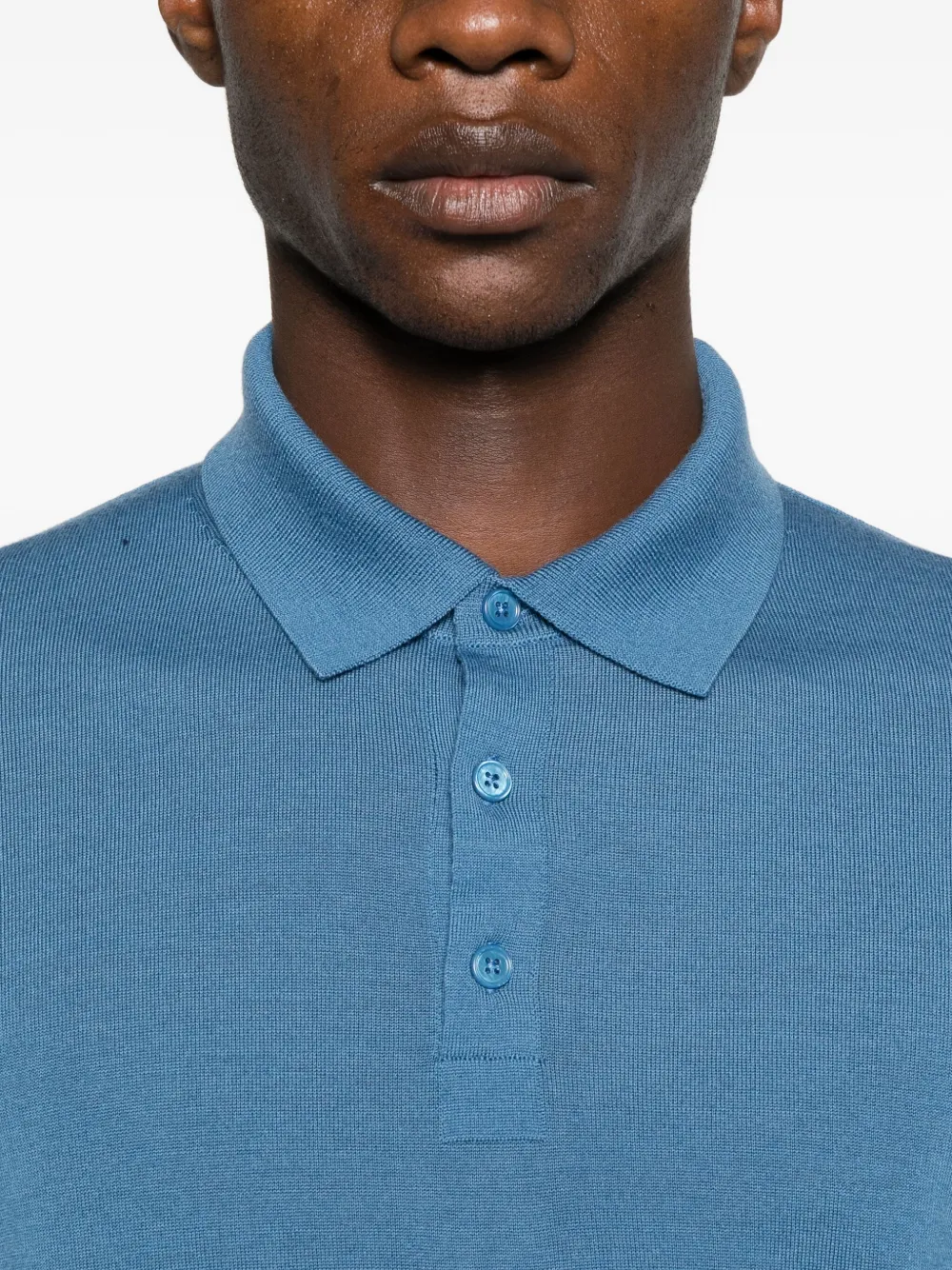 Kangra Fijngebreid poloshirt Blauw
