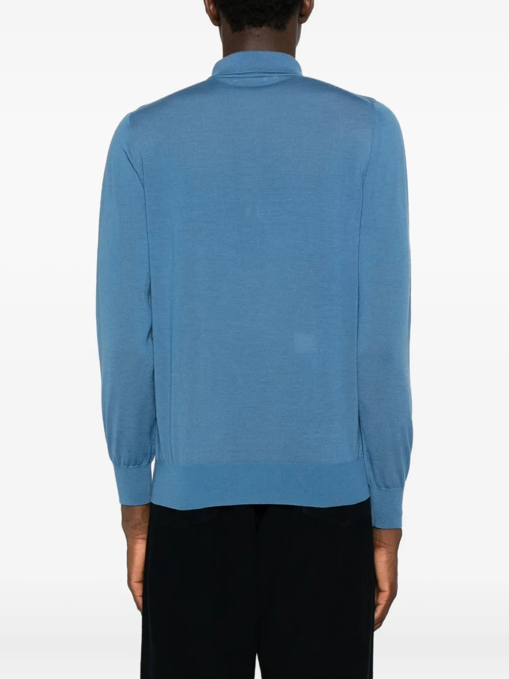 Kangra Fijngebreid poloshirt Blauw