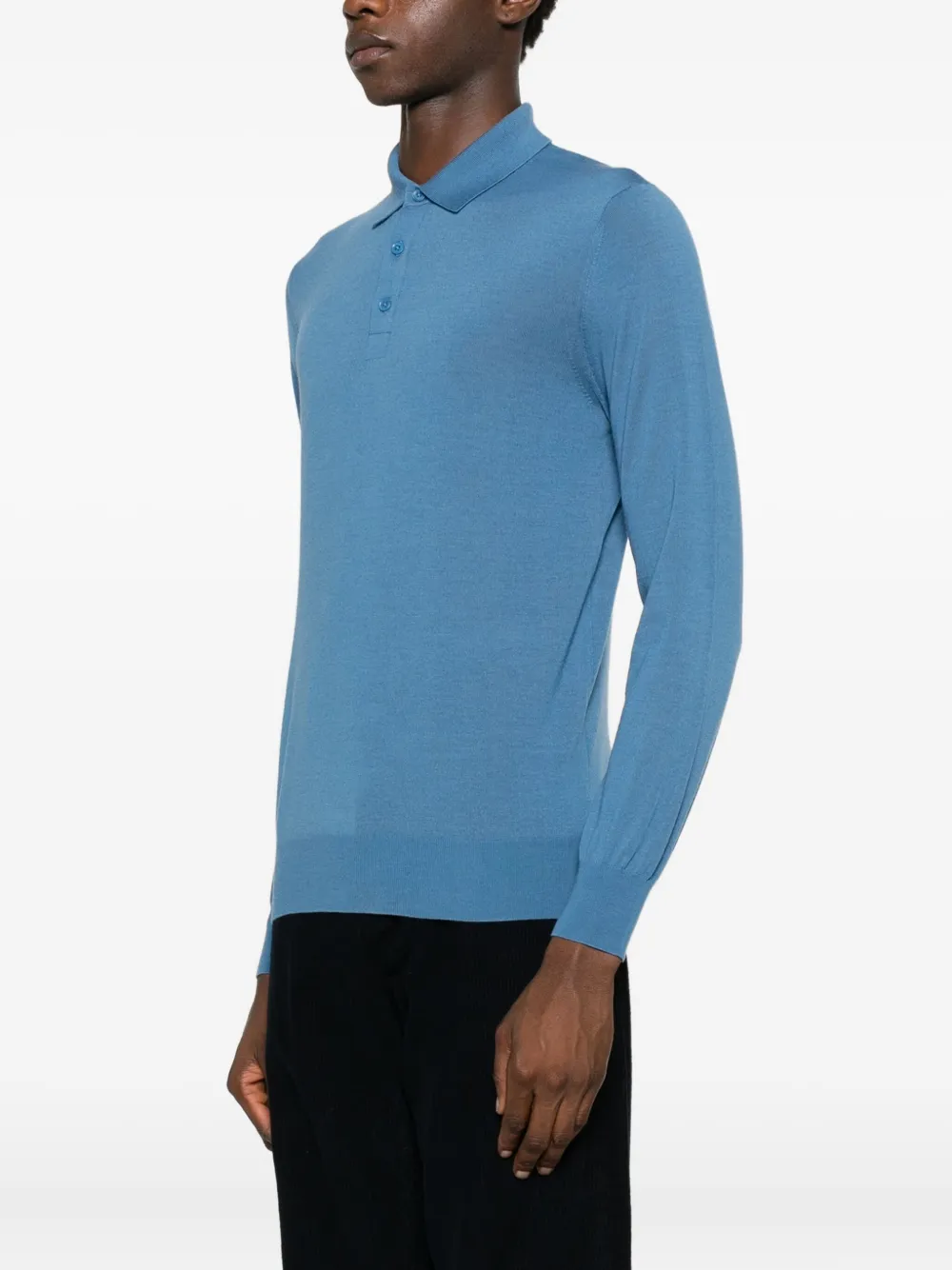 Kangra Fijngebreid poloshirt Blauw