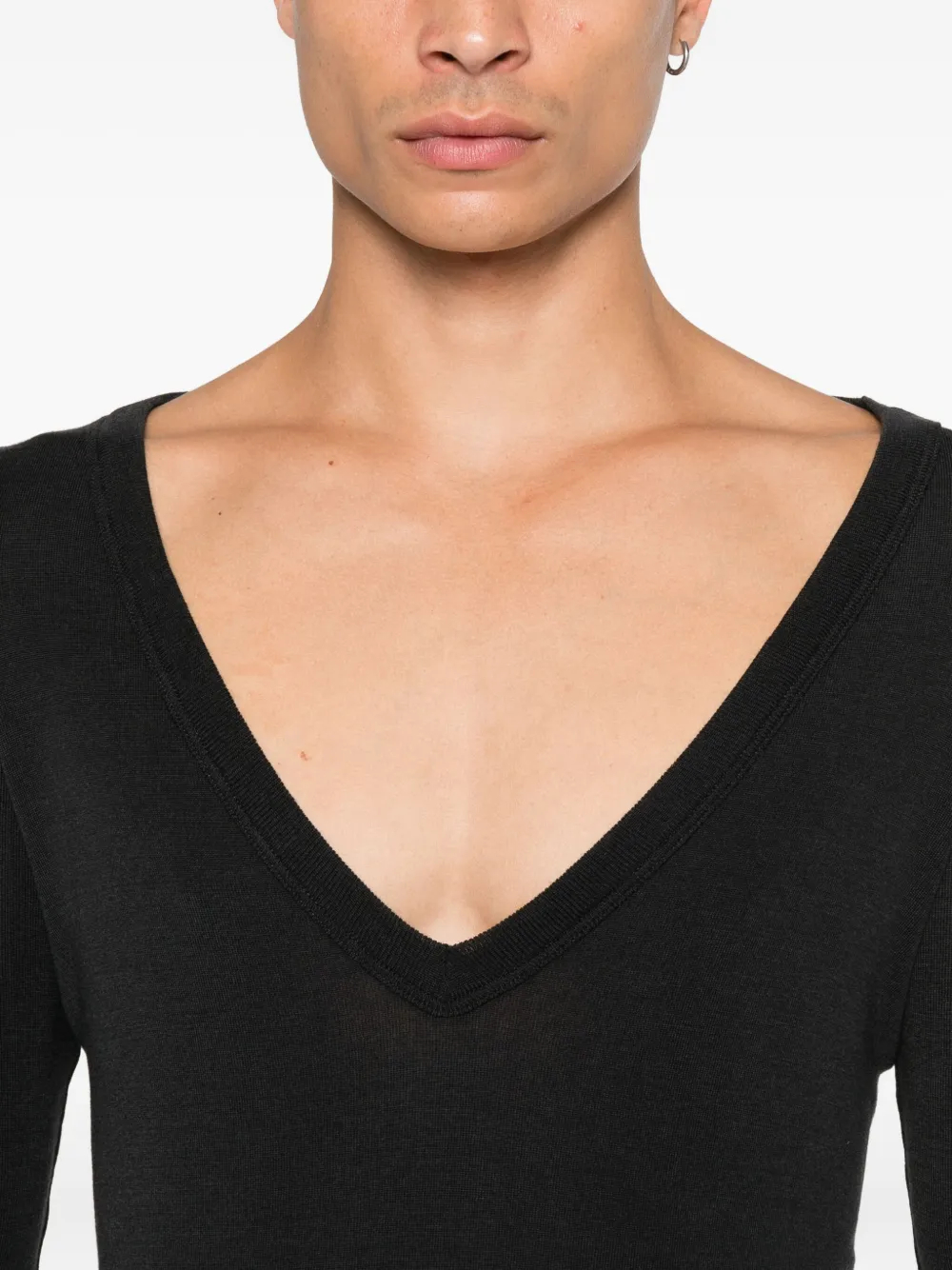 LEMAIRE Top met V-hals Zwart