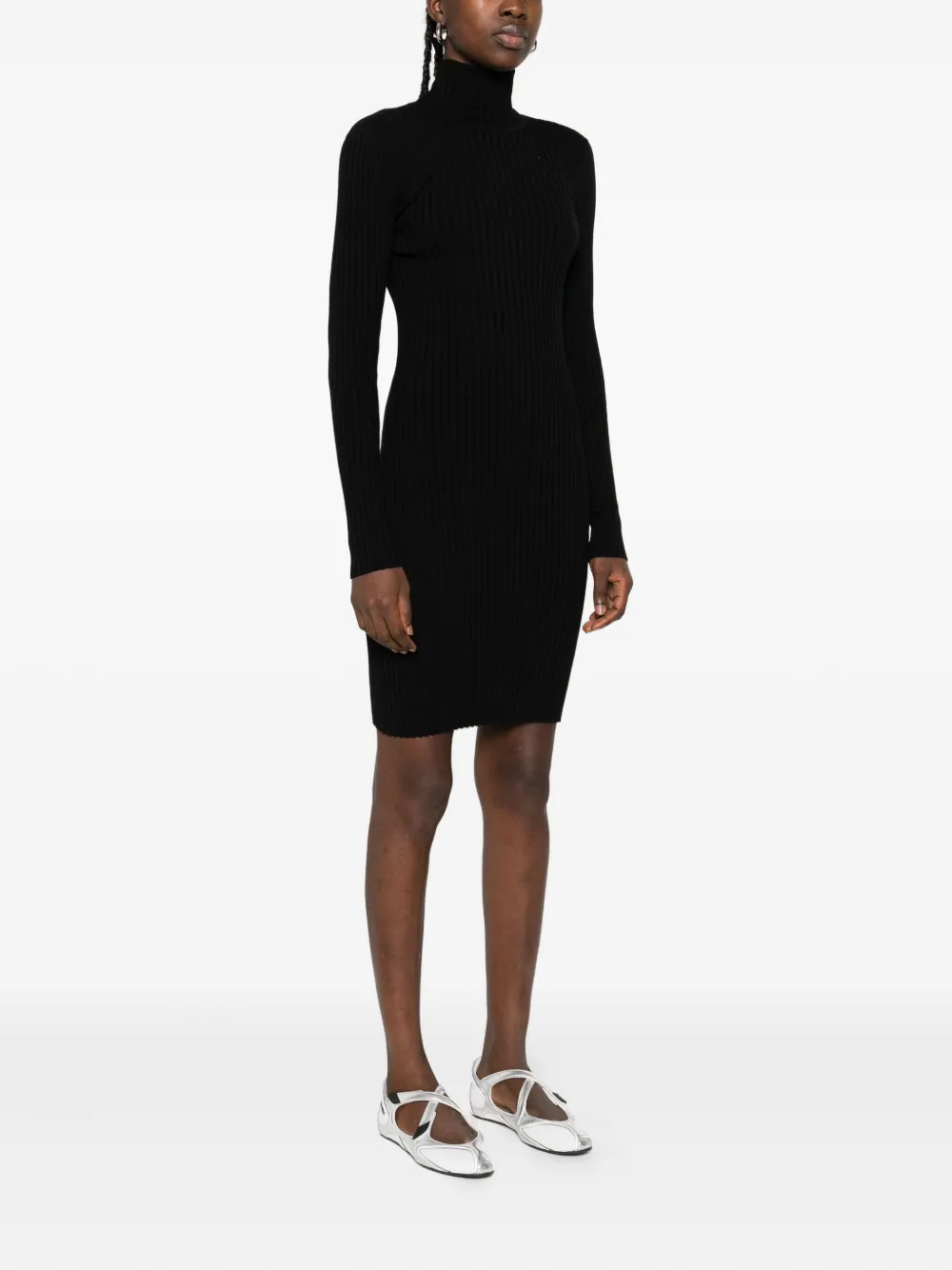 Wolford Ribgebreide jurk met col Zwart