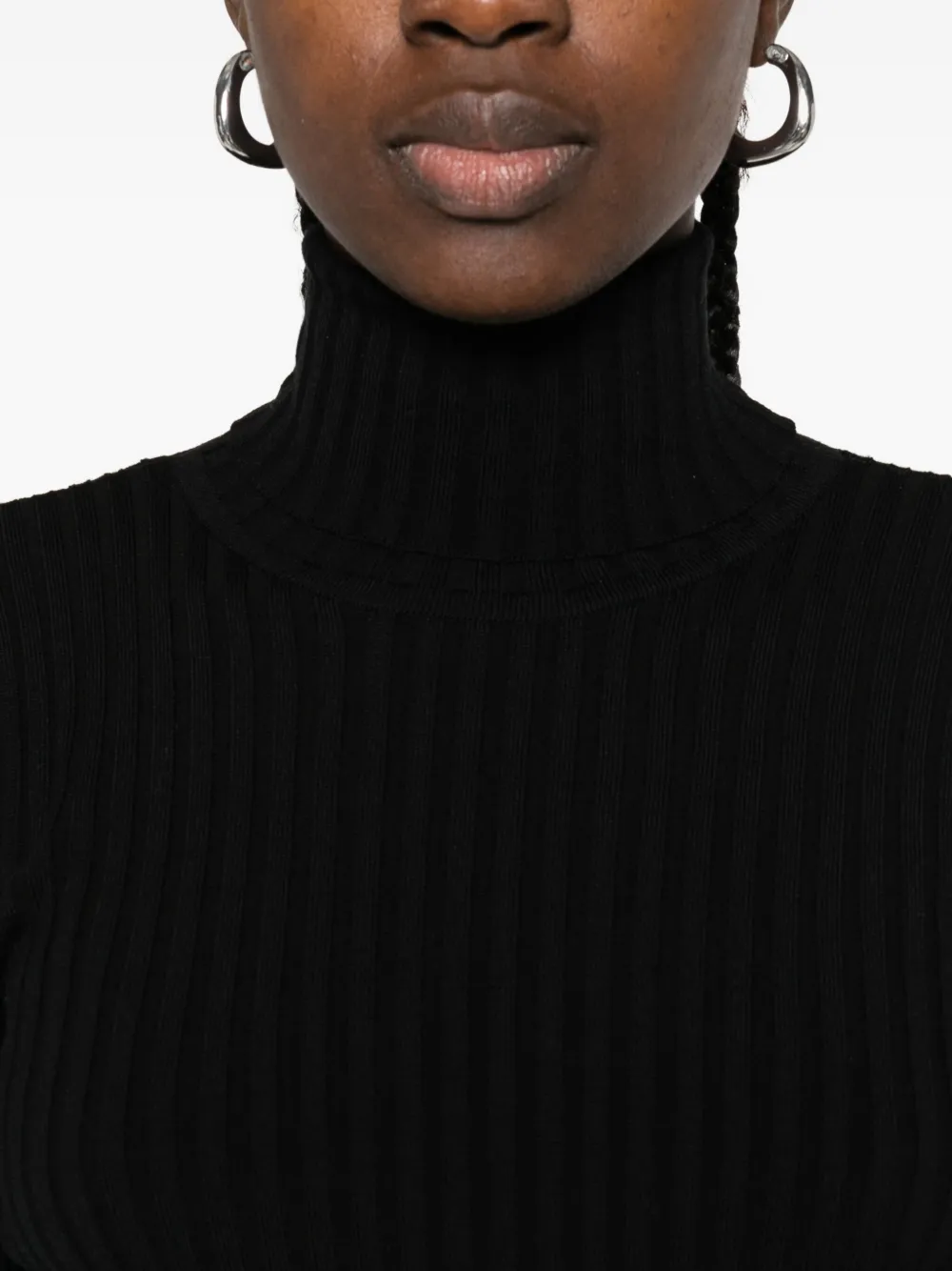 Wolford Ribgebreide jurk met col Zwart
