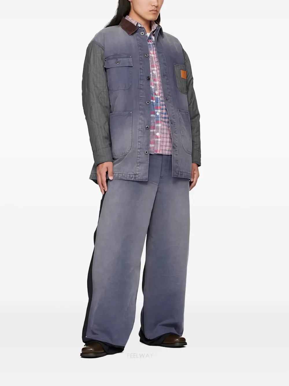 KHOKI pinstripe panelled trousers - Blauw