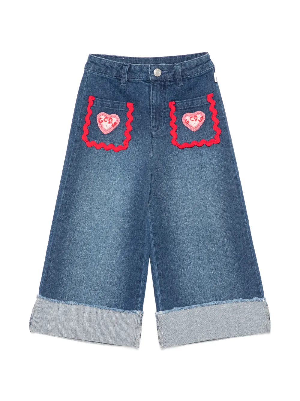 Gcds Kids heart-patch jeans - Blu