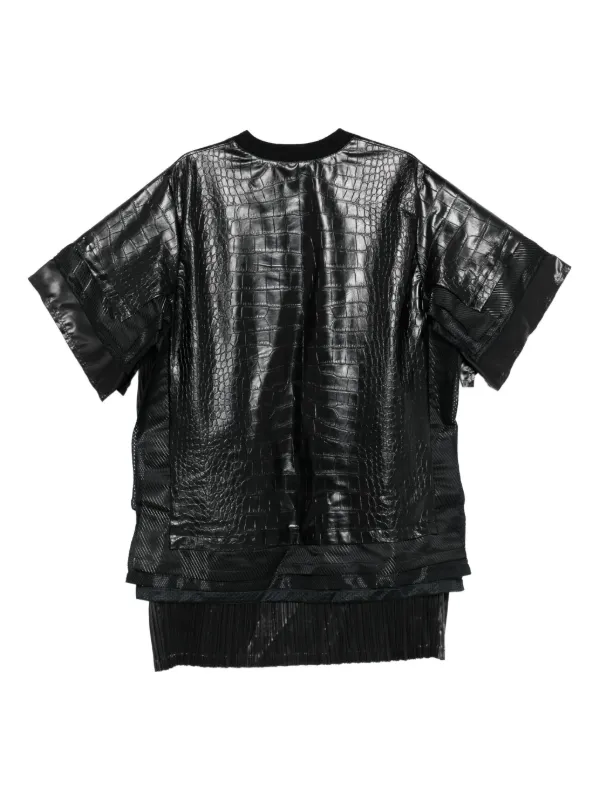 JUNYA WATANABE ツイード　レザー　トップス Junya Watanabe crocodile-effect faux-leather Top | Black | FARFETCH
