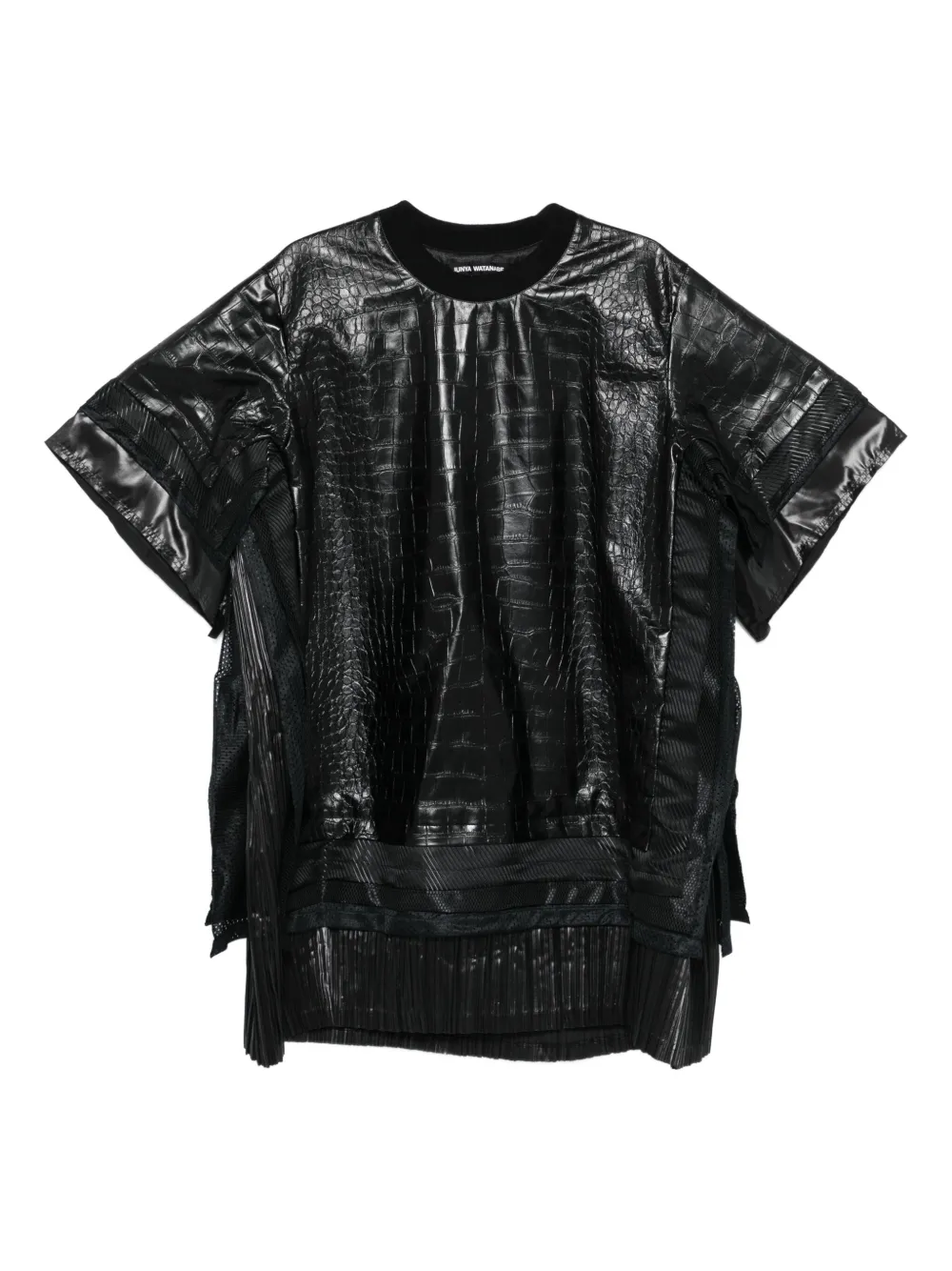 Junya Watanabe Crocodile-effect Faux-leather Top In Black