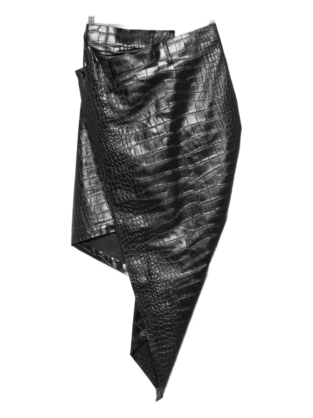 Junya Watanabe Asymmetrische rok met krokodillen-reliëf - Zwart
