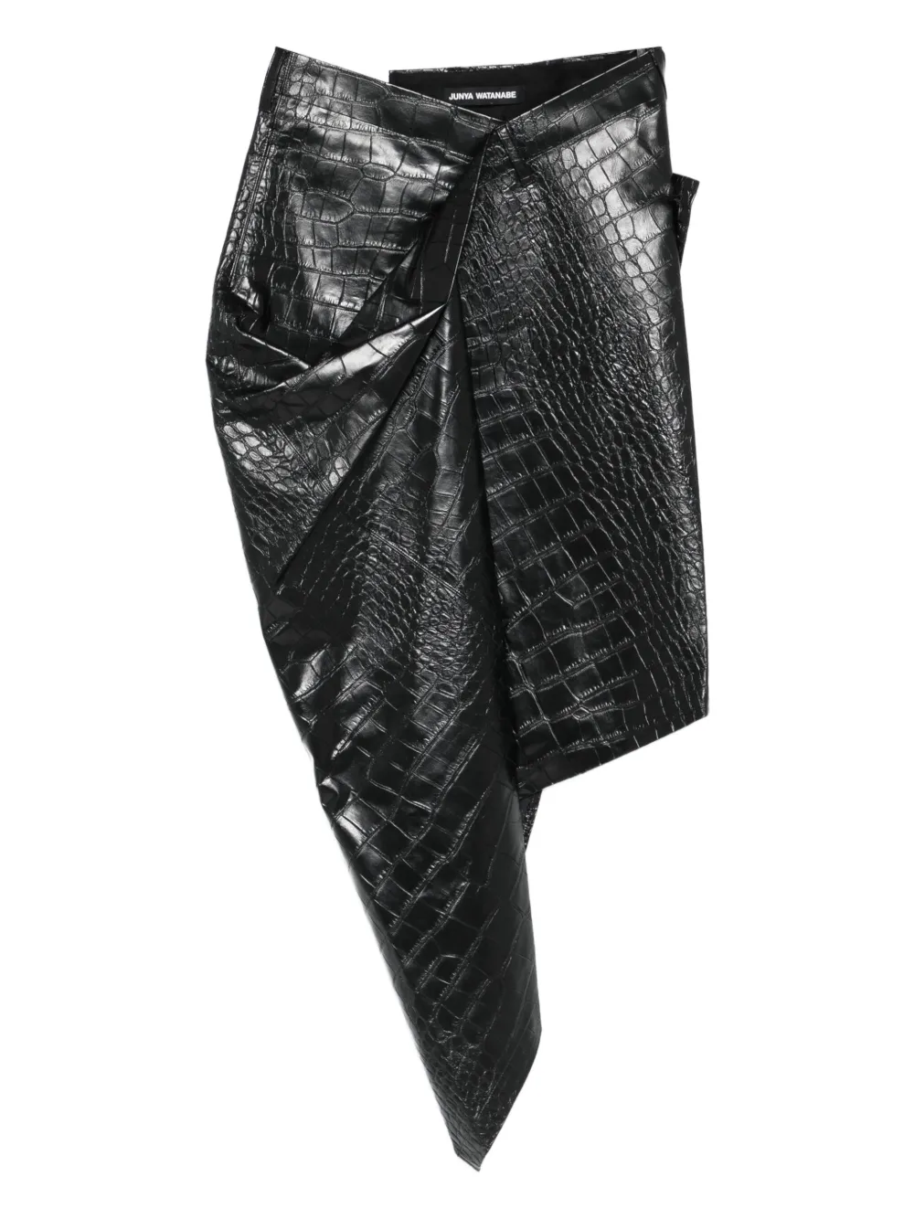 Junya Watanabe crocodile-effect asymmetric skirt | Black | Image 1