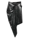 Junya Watanabe crocodile-effect asymmetric skirt - Black